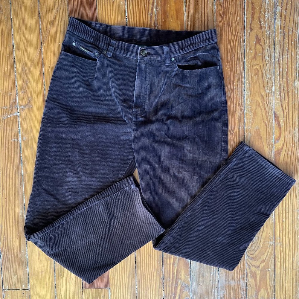 Ralph Lauren Brown Corduroy Straight Leg Pants Lauren Jeans Co Size 14
